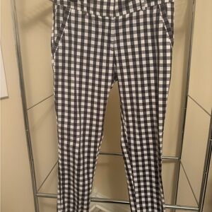 LOFT Black and White Gingham modern skinny ankle pants